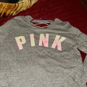 Pink long sleeve crop top